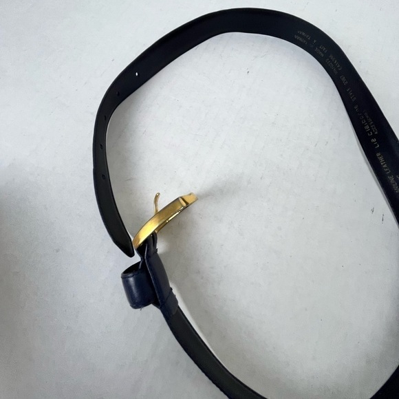 VTG Y2k Liz Claiborne Gold Buckle Leather Belt Blue Size M goth Whimsigoth - Picture 5 of 6